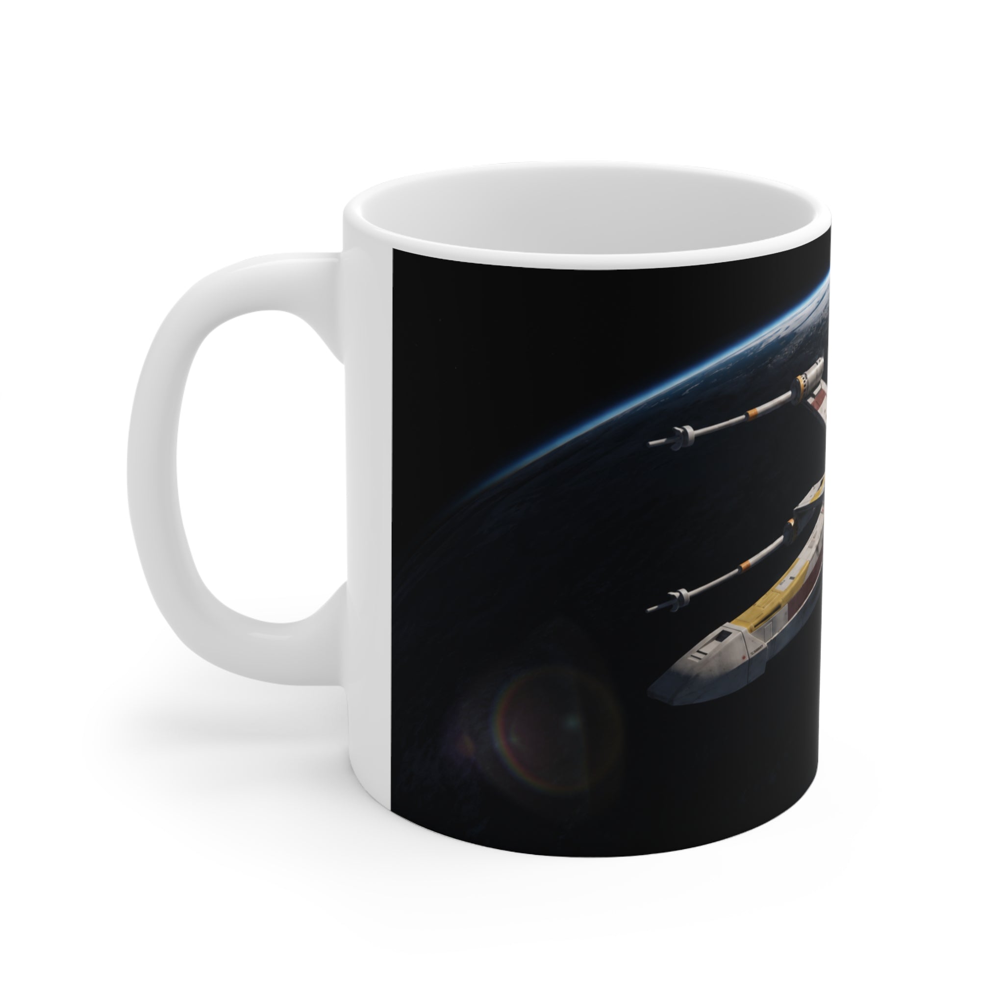 Spacefighter Coffee Mug — Retro Starship Ceramic Cup (11oz & 15oz)