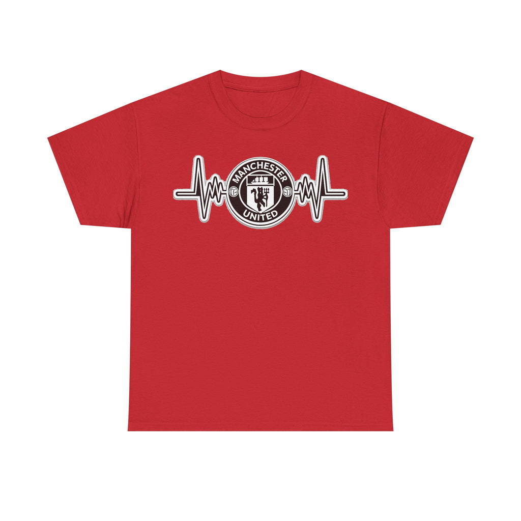 Manchester United Inspired Heartbeat T‑Shirt — Football Fan Pulse Tee