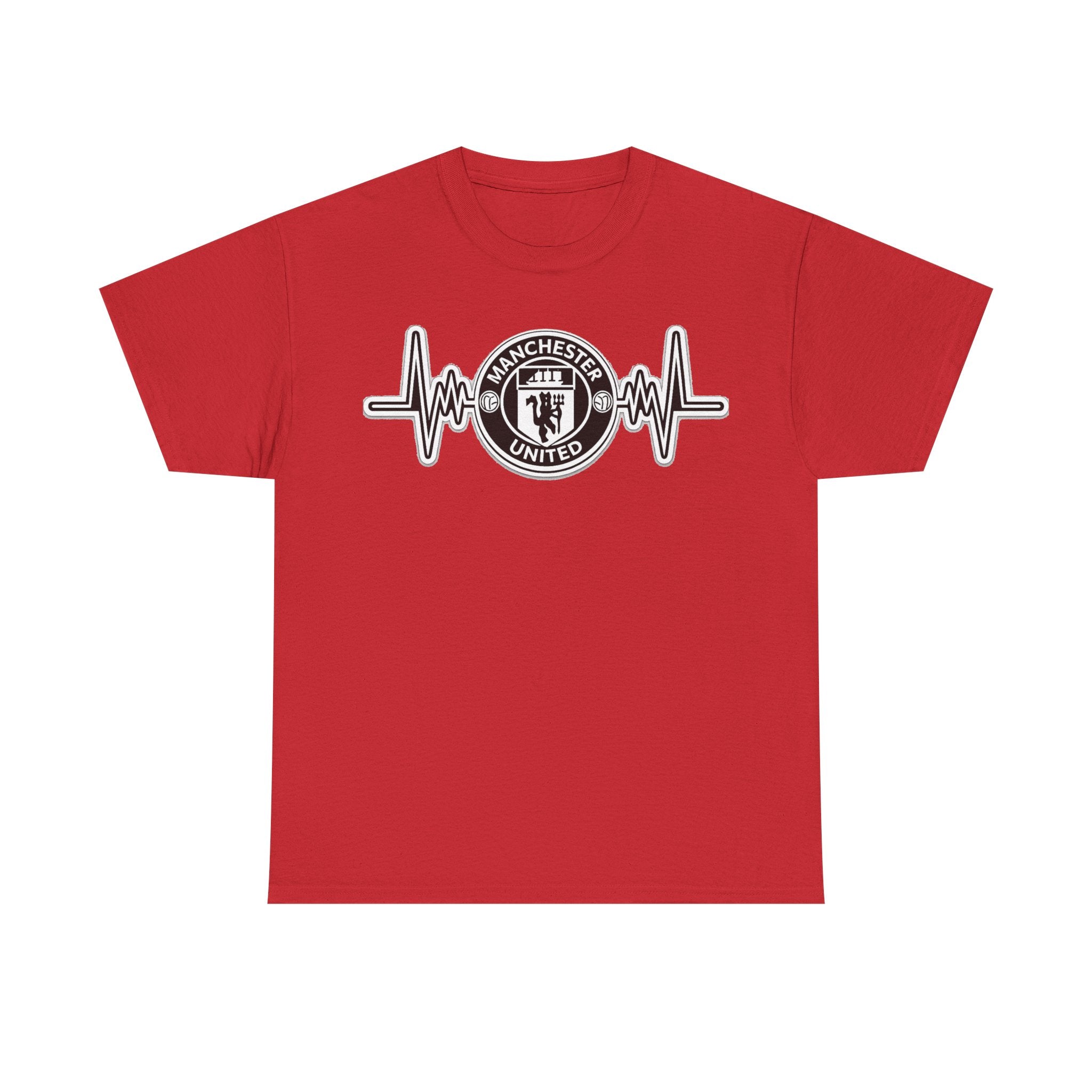 Manchester United Inspired Heartbeat T‑Shirt — Football Fan Pulse Tee