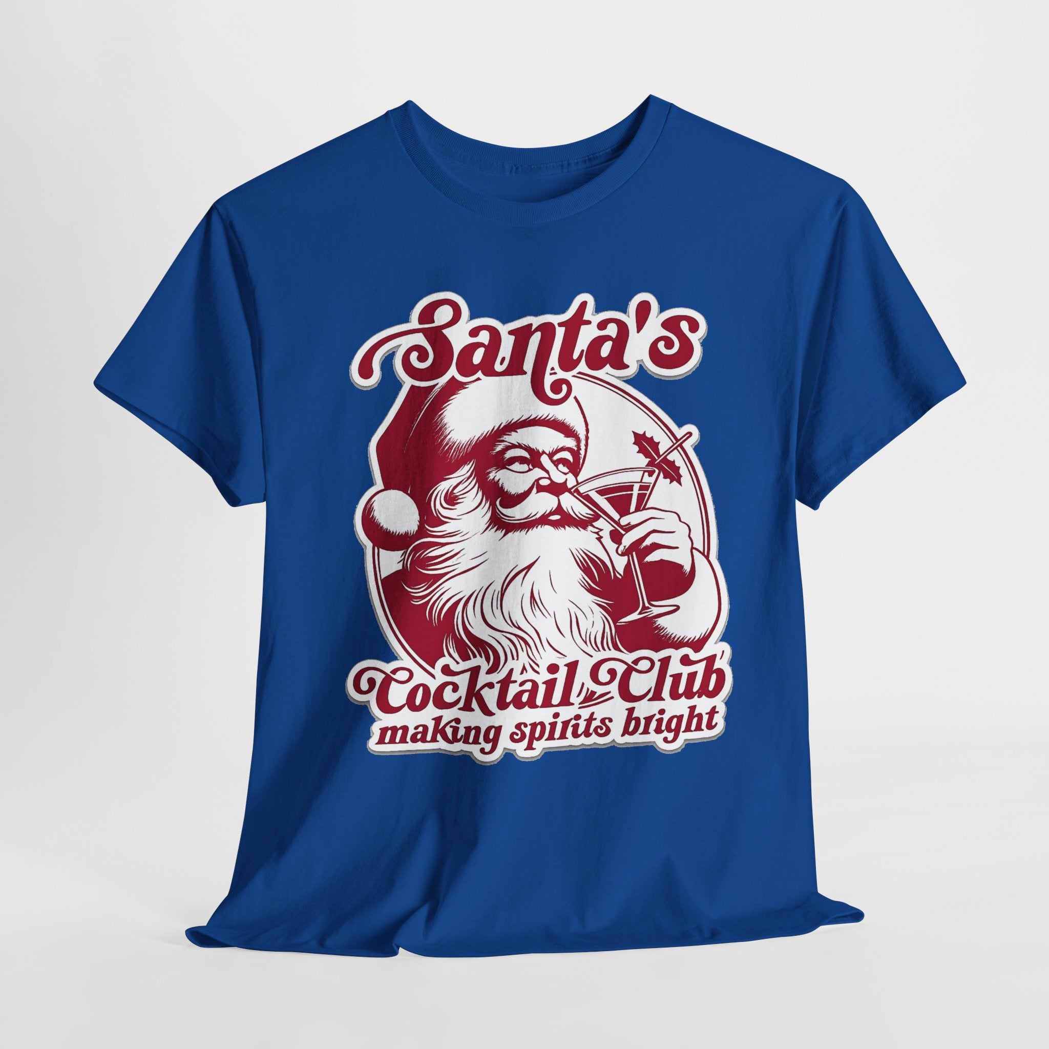 Santa’s Cocktail Club Tee — "Making Spirits Bright" Christmas Shirt