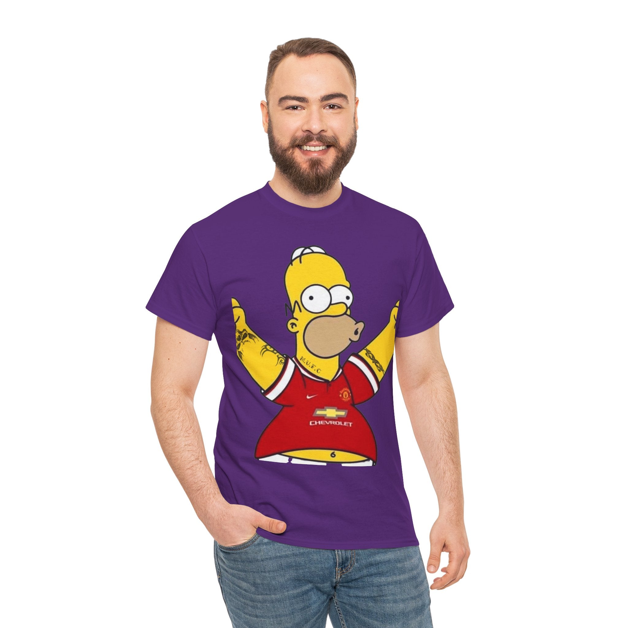 Homer Simpson Manchester Fan T-Shirt — Cartoon Football Supporter Tee