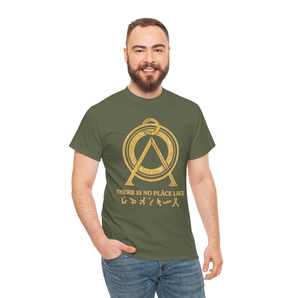 There Is No Place Like Home Graphic Tee — Vintage Gold Sigil T‑Shirt