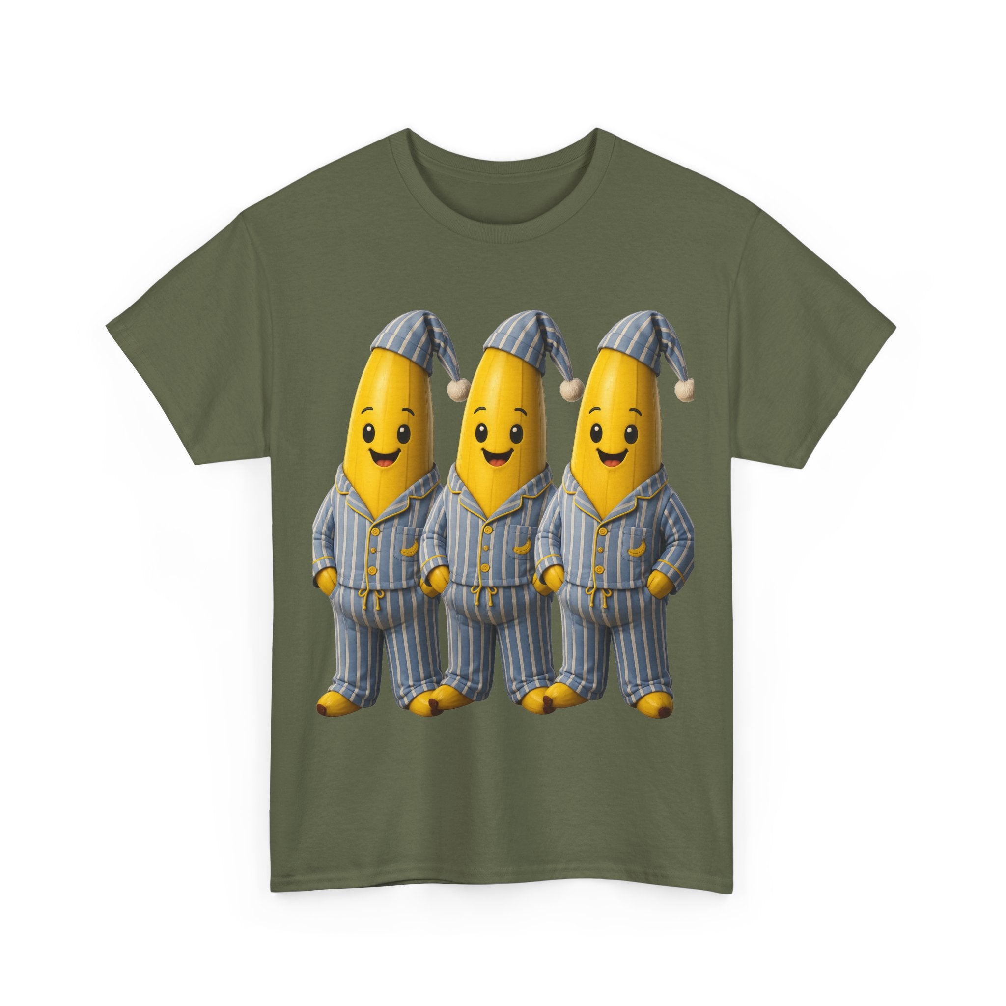 Bananas in Pyjamas – Three Smiling Bananas in Striped Pajamas Graphic T-Shirt