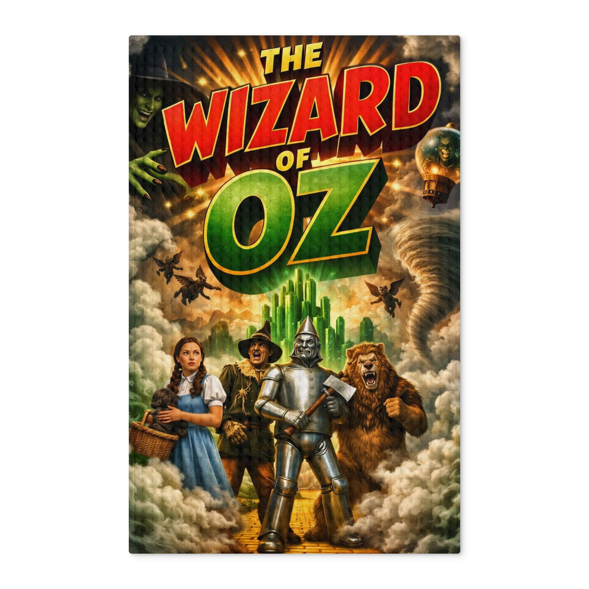 The Wizard of Oz Tea Towel - Vintage Movie Poster Waffle Kitchen Towel (Double-Sided)