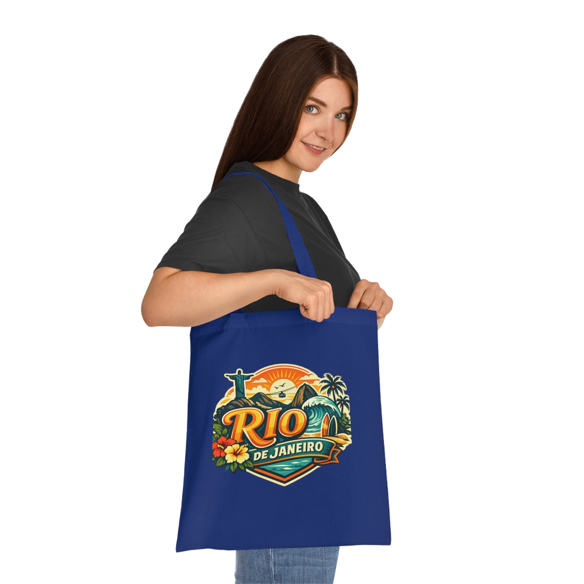 Rio de Janeiro / West Palm Beach Beach Tote — Retro Tropical Cotton Tote Bag