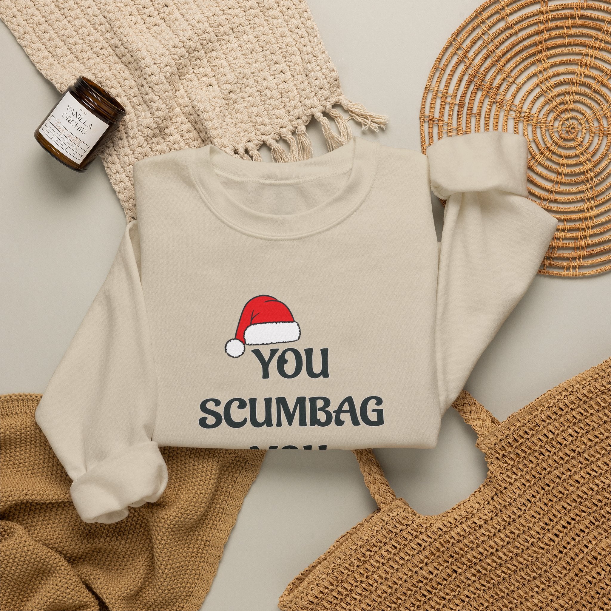 Holiday Sarcastic Sweatshirt — "You Scumbag You Maggot" Funny Christmas Crewneck