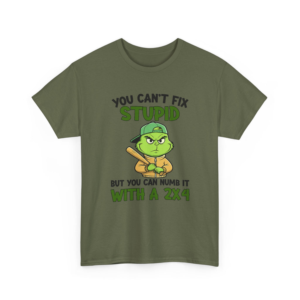 Funny Carpenter T‑Shirt — "You Can't Fix Stupid But You Can Numb It With a 2x4"