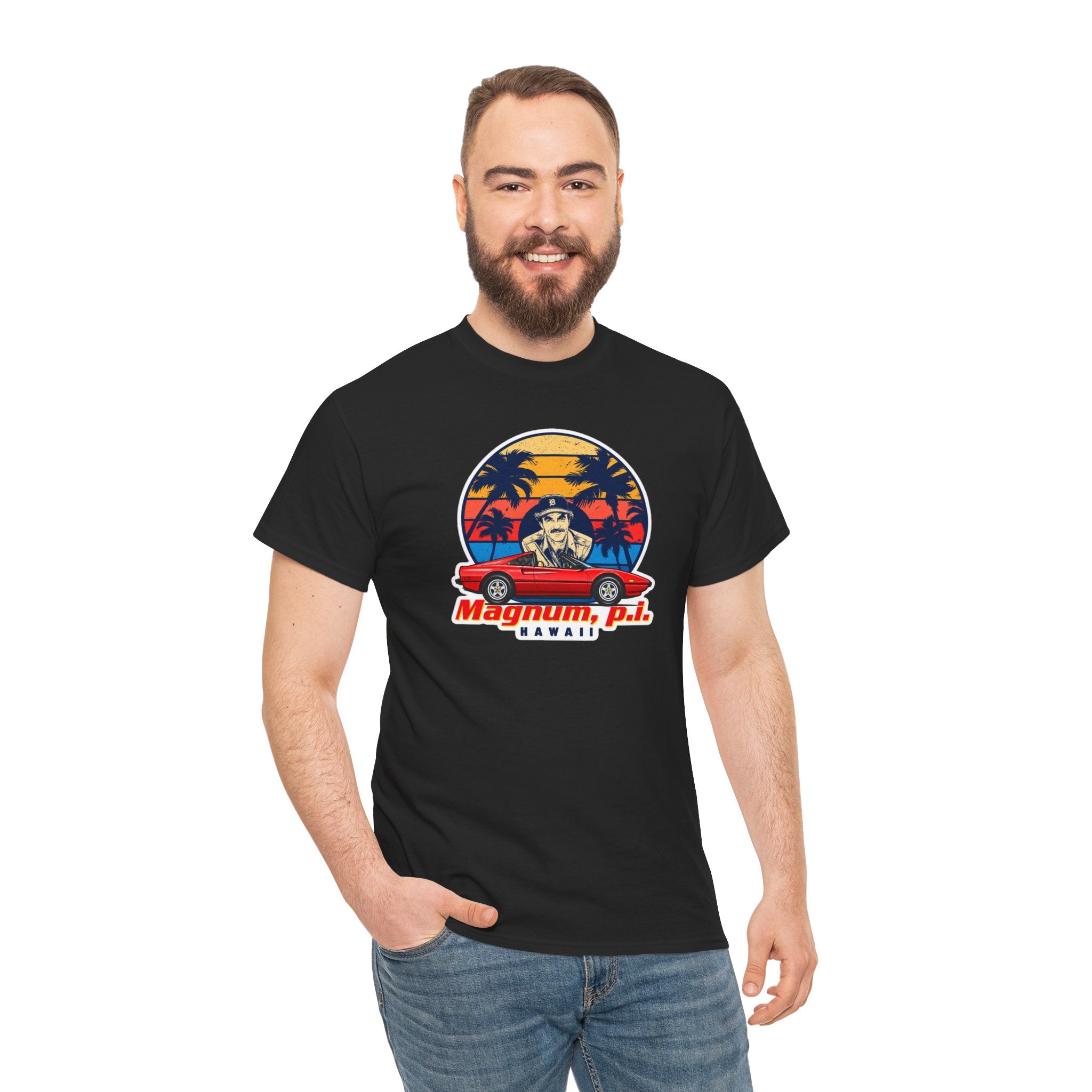 Magnum P.I. Hawaii Retro Sunset Cotton T-Shirt / Tee