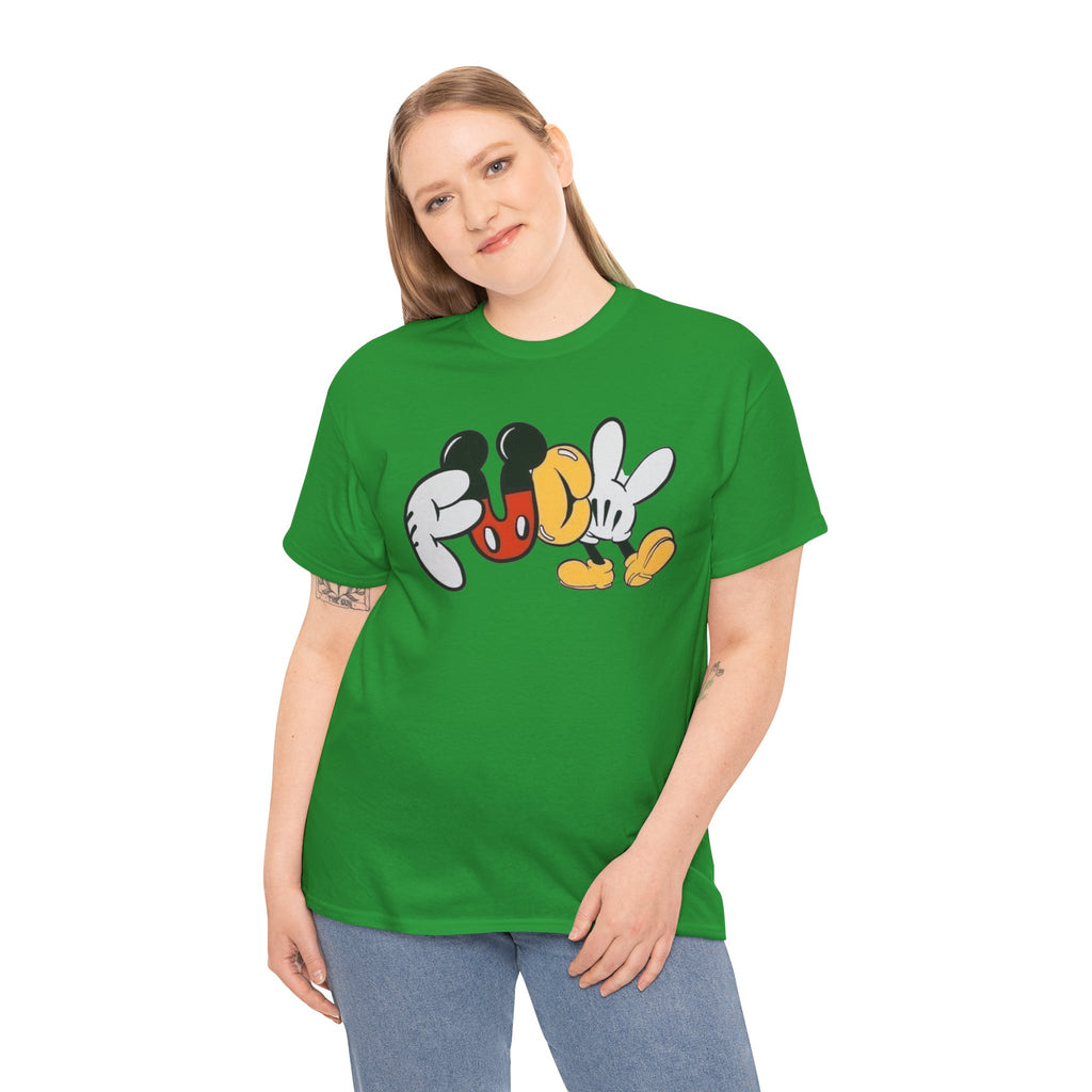 F**K Disney Graphic Tee — Playful Cartoon Hands & Shoes Design