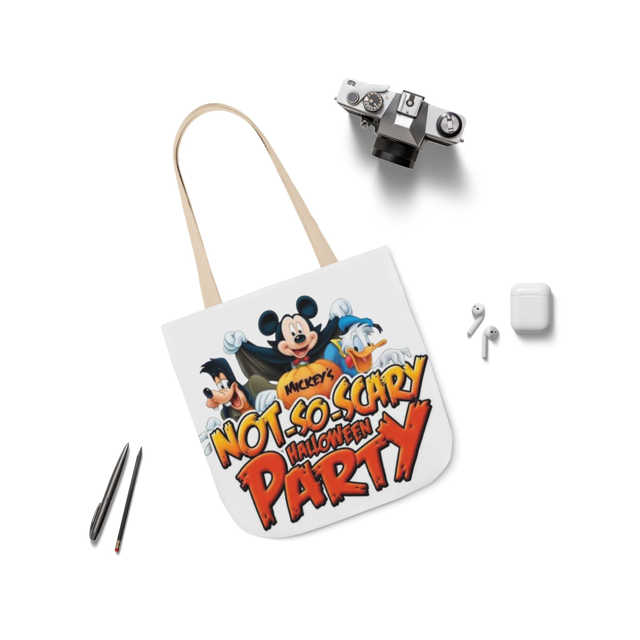 Halloween Party Canvas Tote Bag — "Not-So-Scary Halloween Party" Graphic