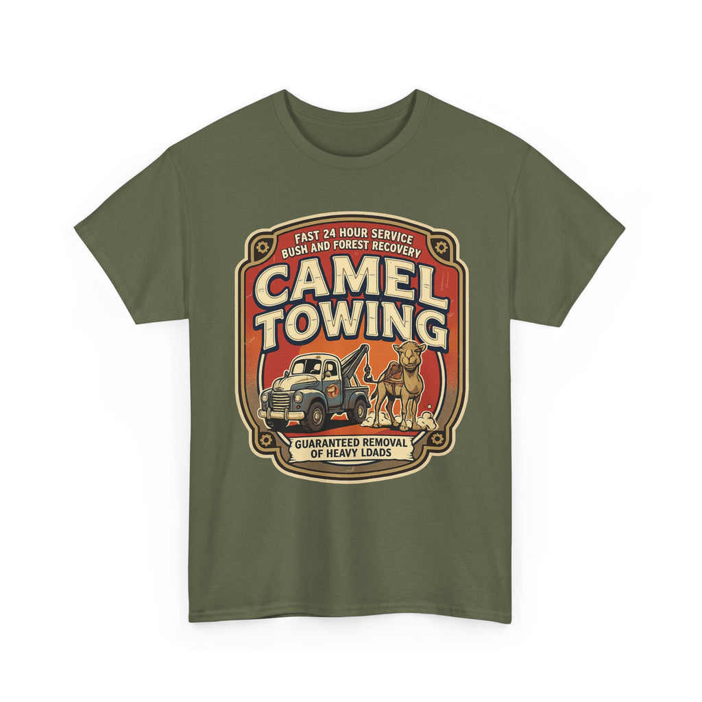 Camel Towing Tee — Vintage Desert Tow Truck Graphic T-Shirt