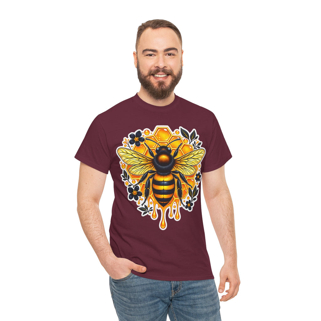 Manchester Bee Honeycomb T‑Shirt — Floral Dripping Honey Graphic Tee