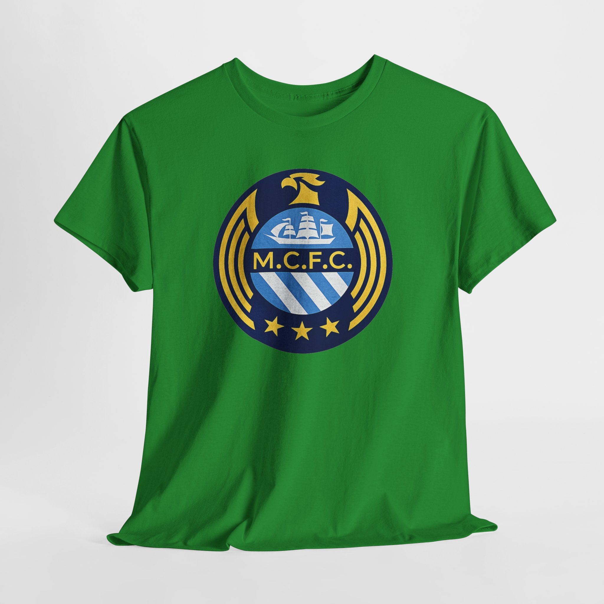 MCFC Crest T-Shirt — Vintage Blue & Gold Soccer Tee