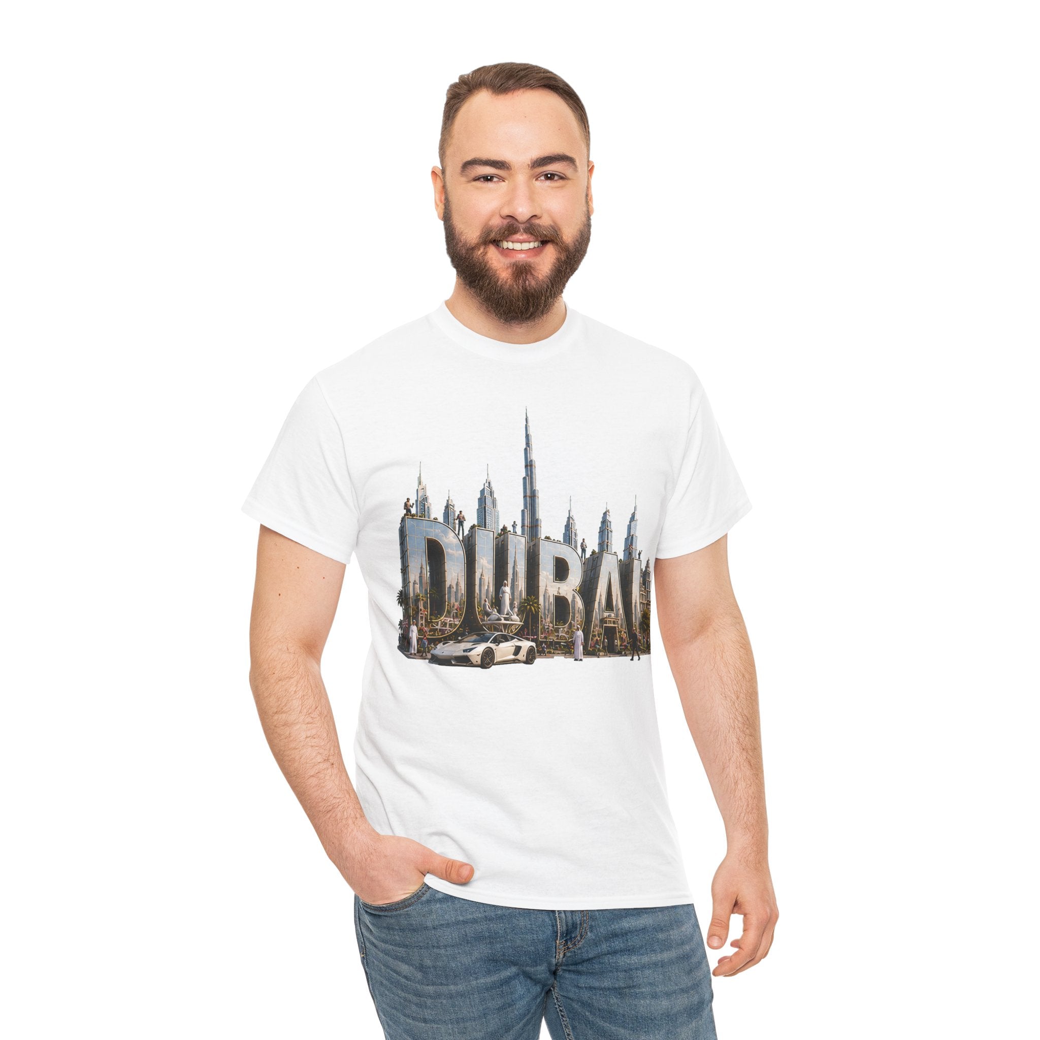 Dubai Skyline T-Shirt — Dubai Cityscape Graphic Tee with Burj Khalifa