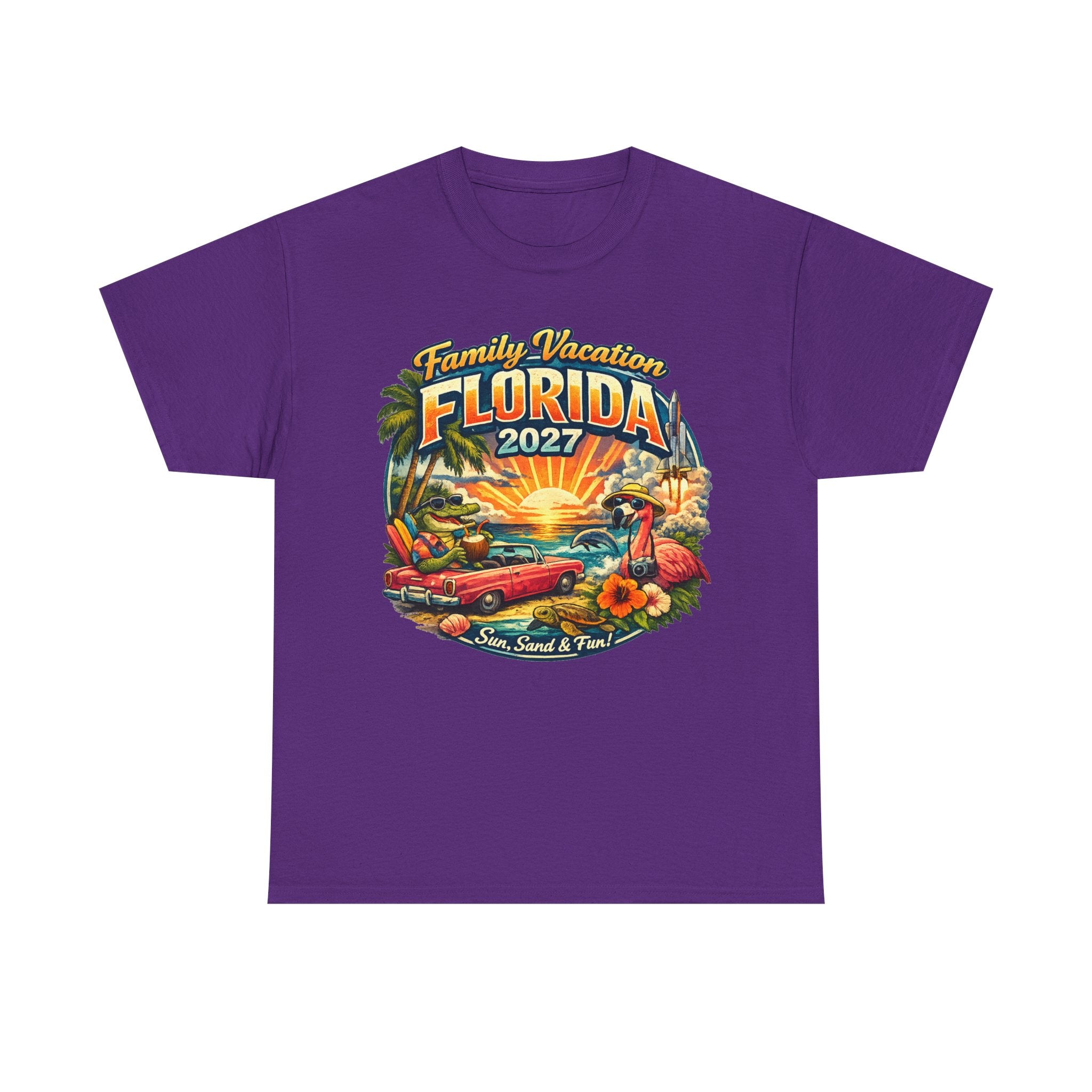 Florida Family Vacation 2027 T-Shirt — Retro Sunset Beach Design