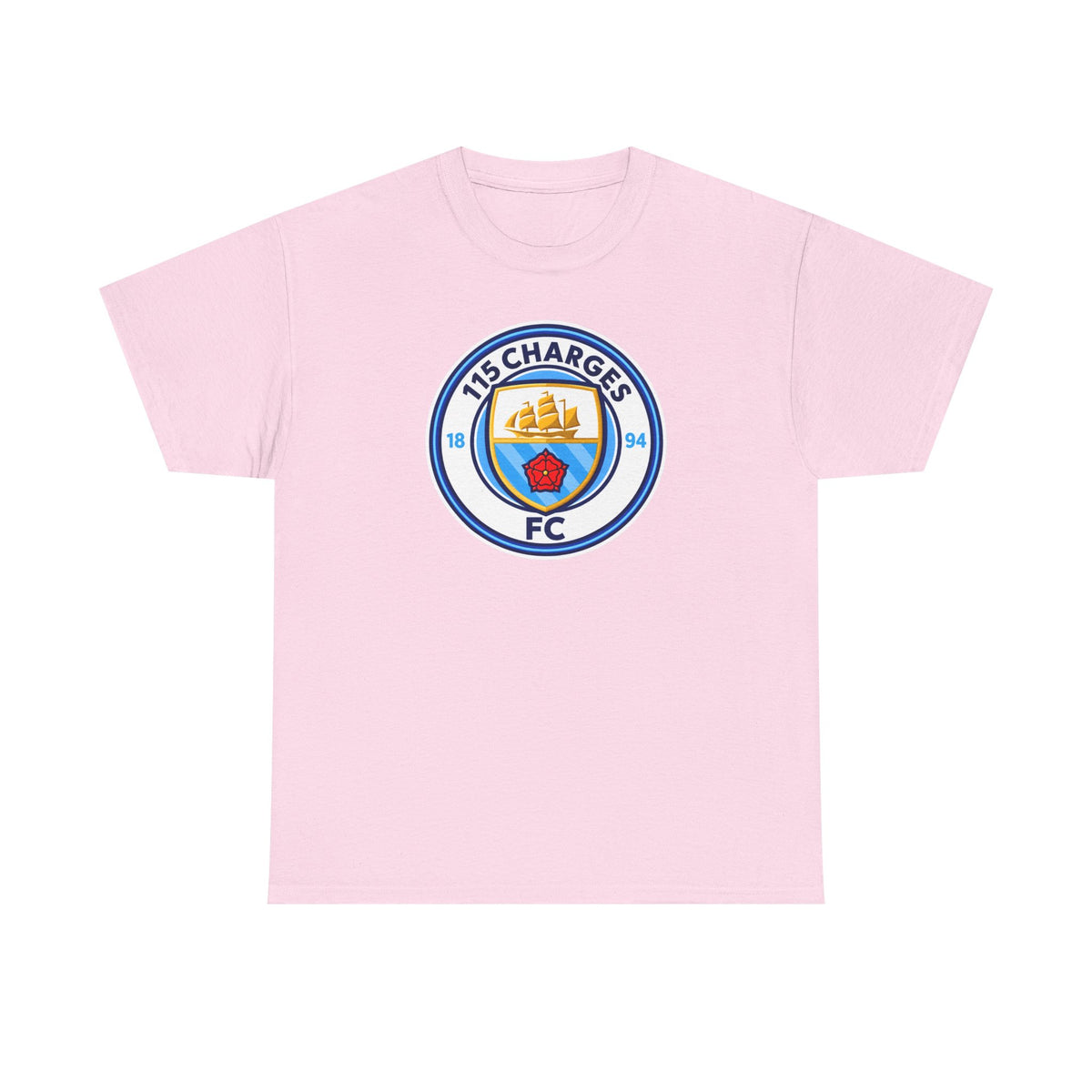115 Charges FC Crest Cotton Tee — Vintage Blue Club Logo T-Shirt