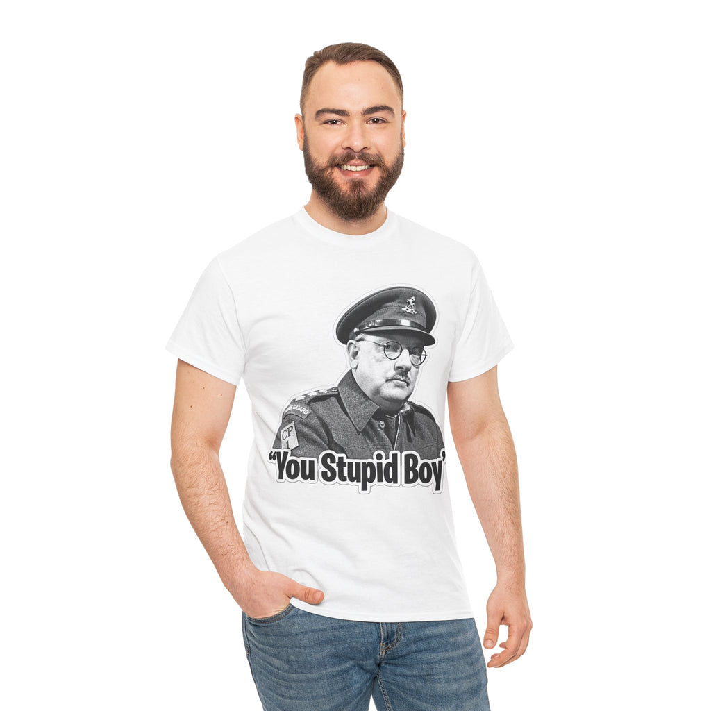 Dads Army Inspired You Stupid Boy T-Shirt — Vintage Cop Illustration Funny Graphic Tee