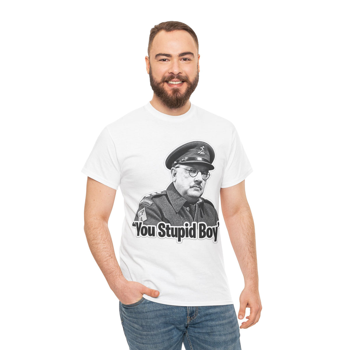 Dads Army Inspired You Stupid Boy T-Shirt — Vintage Cop Illustration Funny Graphic Tee