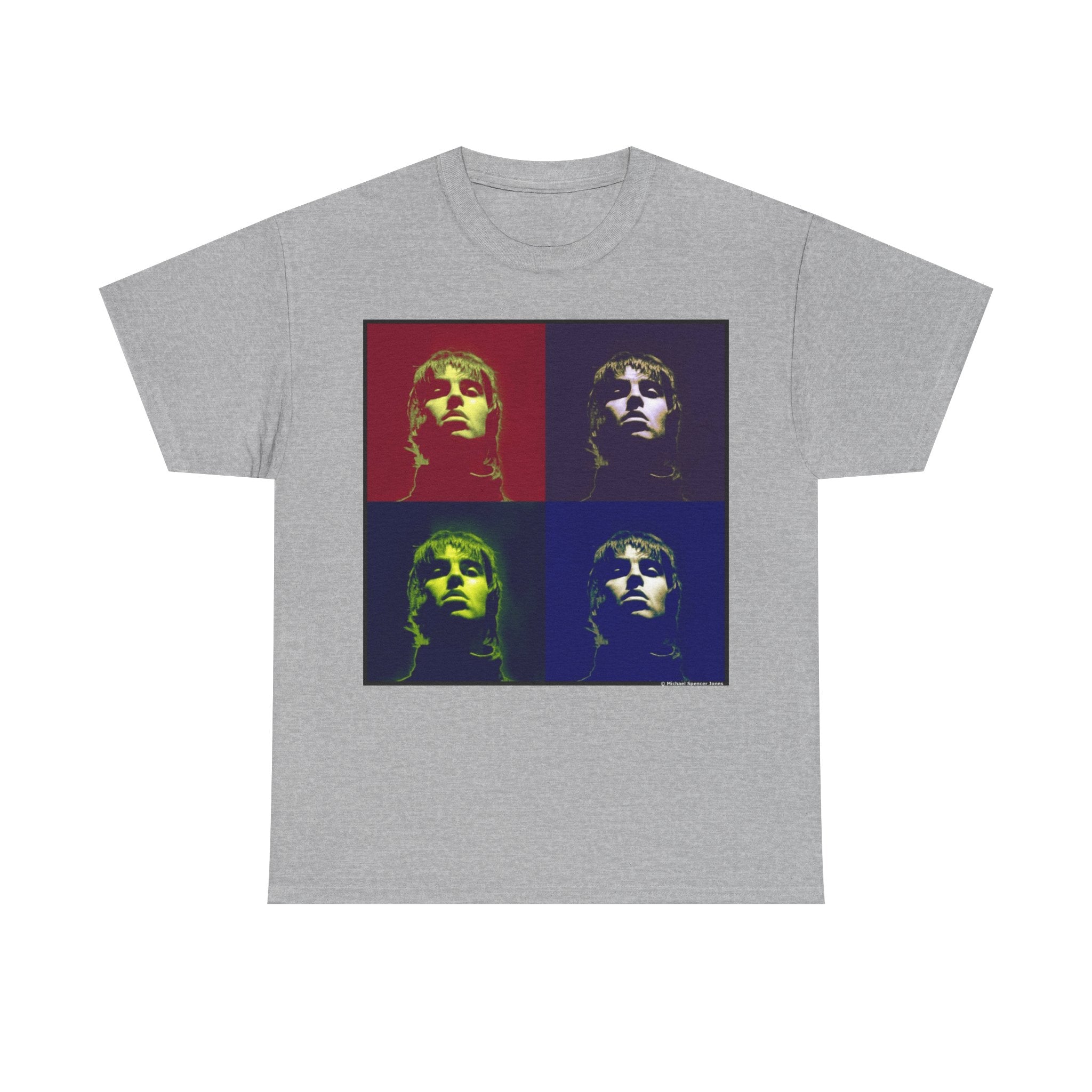 Liam Gallagher Oasis Pop Art Portrait T-Shirt - Retro Color Block Music Icon Tee