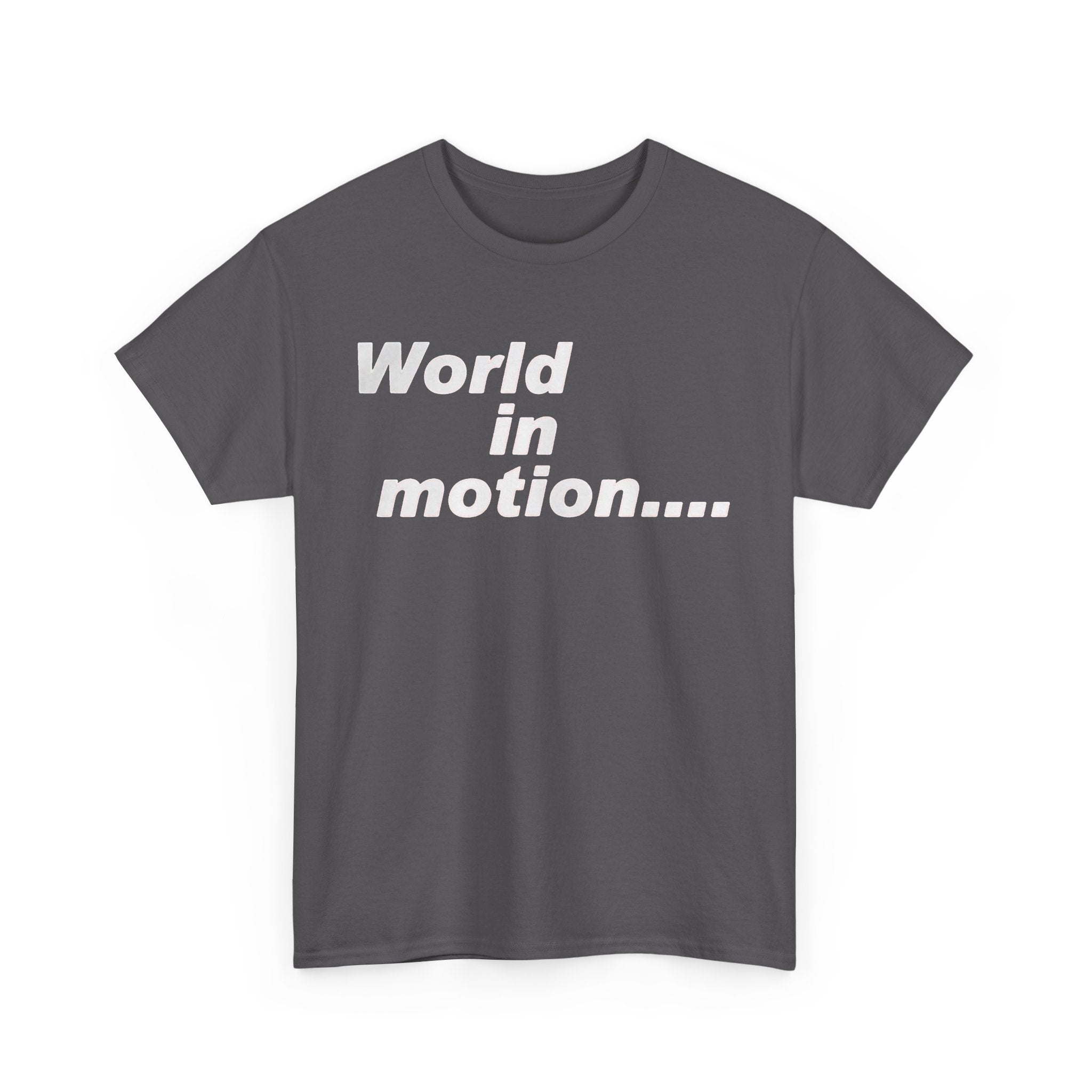 World in Motion Tee — Retro Typographic Graphic T-Shirt