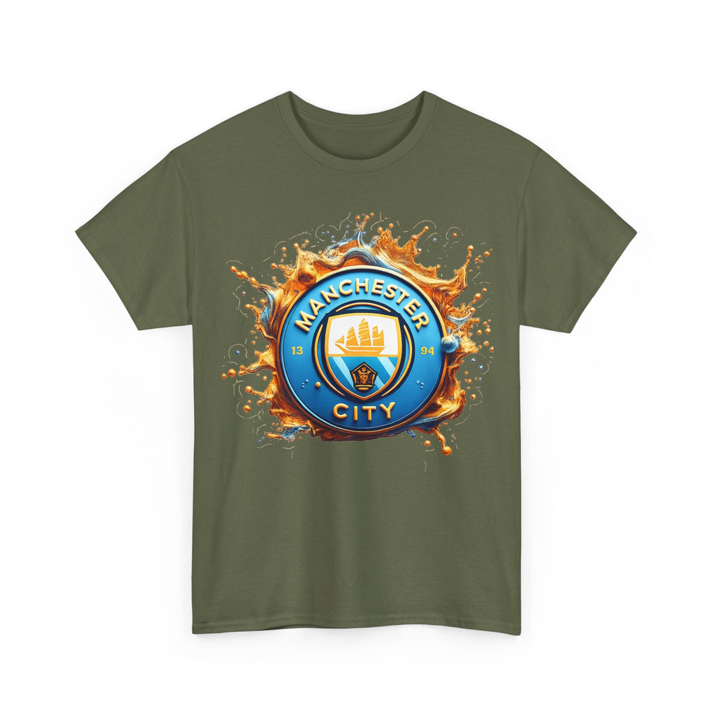 Manchester City Inspired Splash Logo Cotton T-Shirt