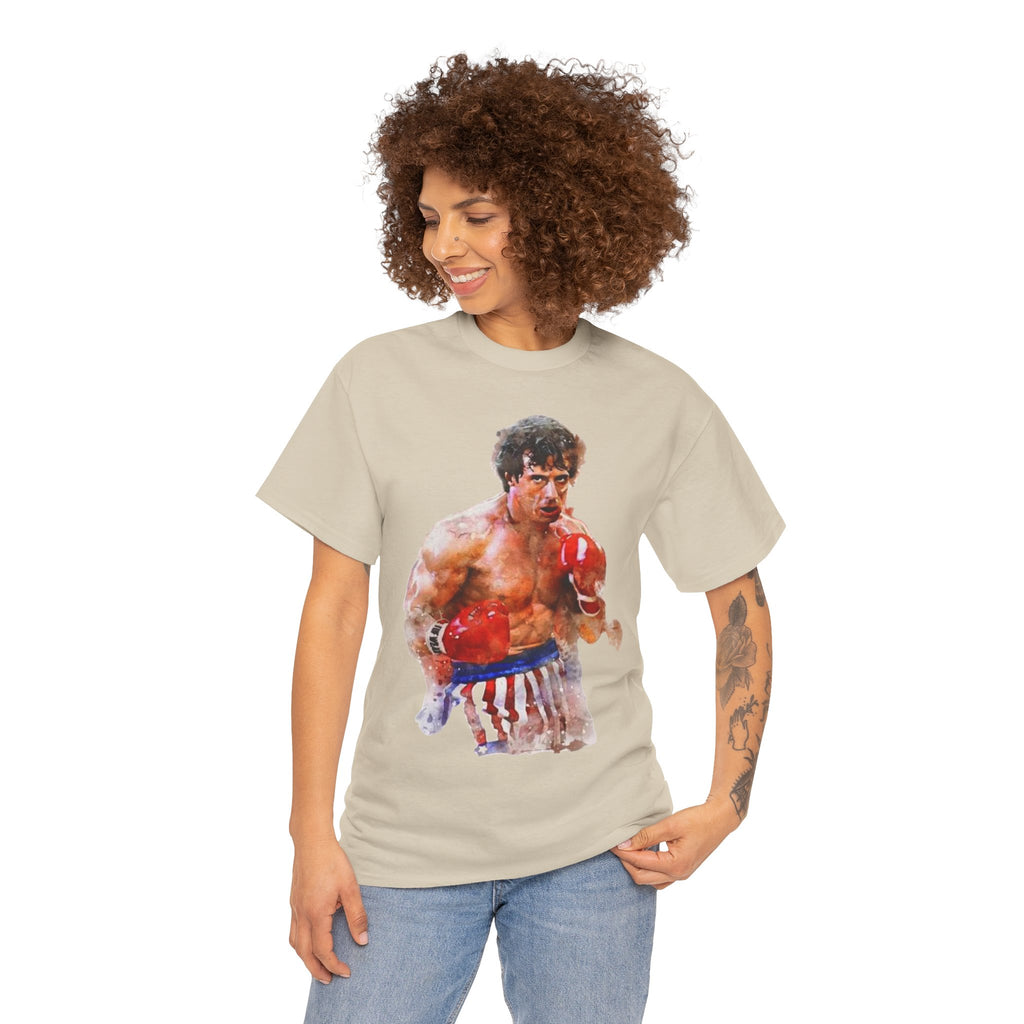 Boxer Rocky Painting T‑Shirt — Vintage American Flag Boxing Tee