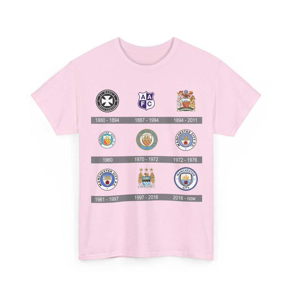 Manchester City Crest Timeline T-Shirt — Retro Club Crest History Tee