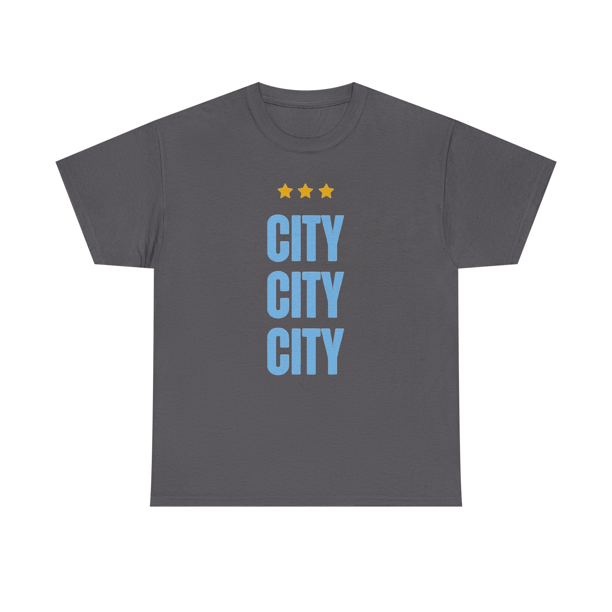 Manchester City City City Tee — Retro Three-Star Premier League Lion Soccer Shirt