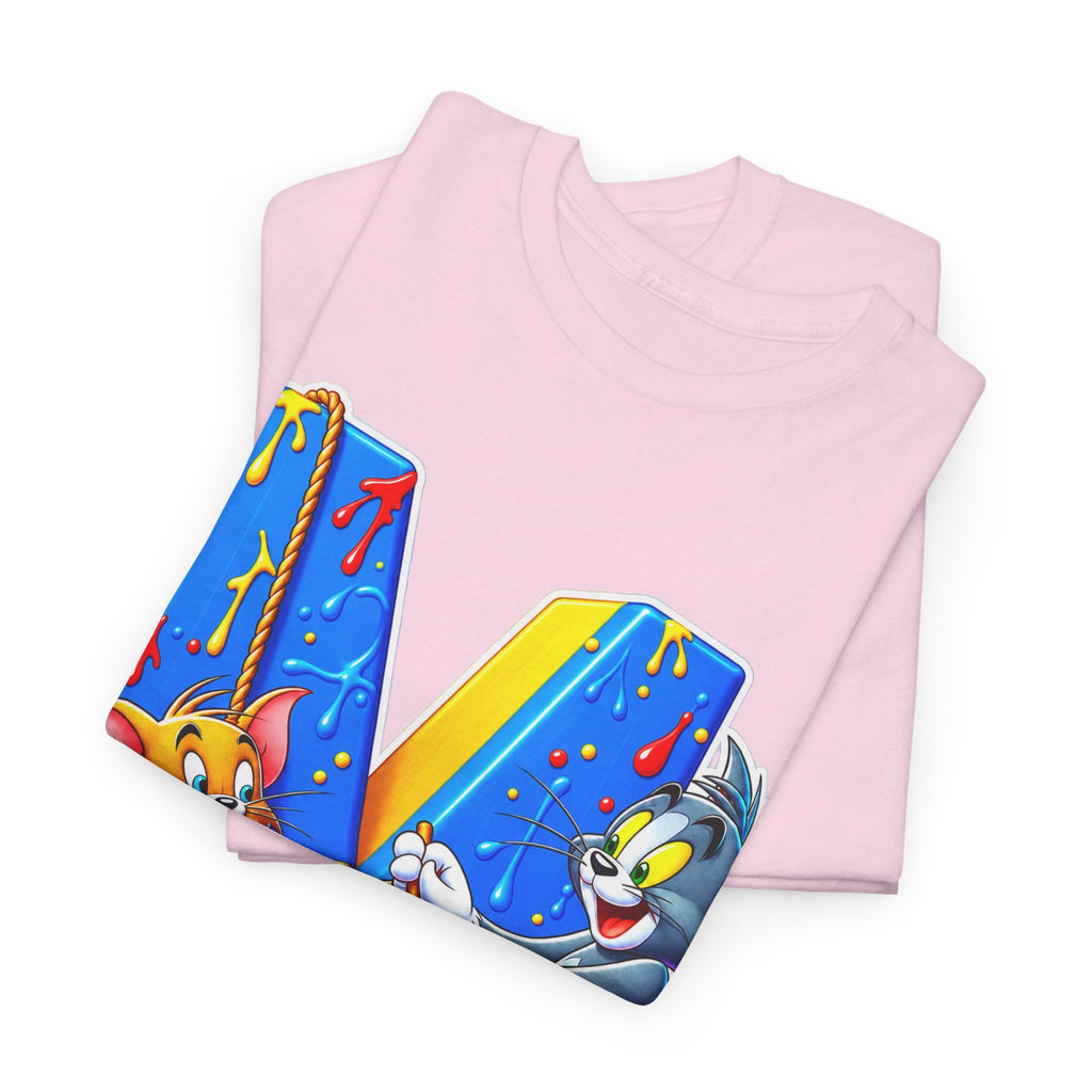 Tom & Jerry Letter M Cotton T-Shirt — Retro Cartoon Graphic Tee