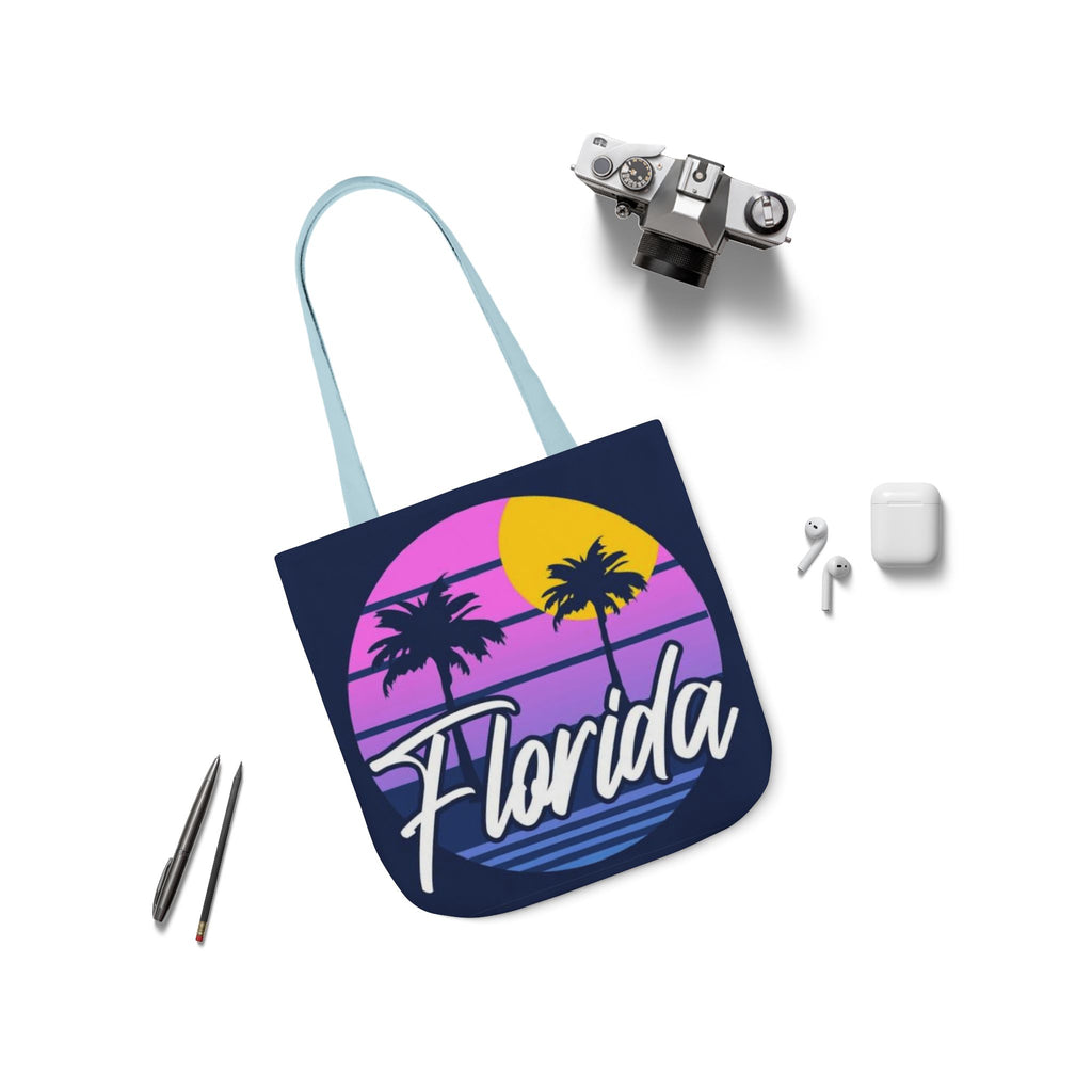 Florida Sunset Palm Tote Bag — Retro Beach Canvas Tote
