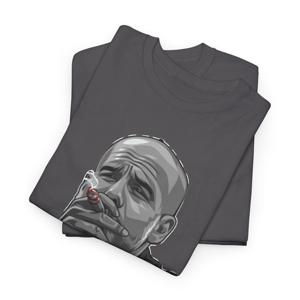 Pep Guardiola Smoking Portrait T‑Shirt — Moody Graphic Tee