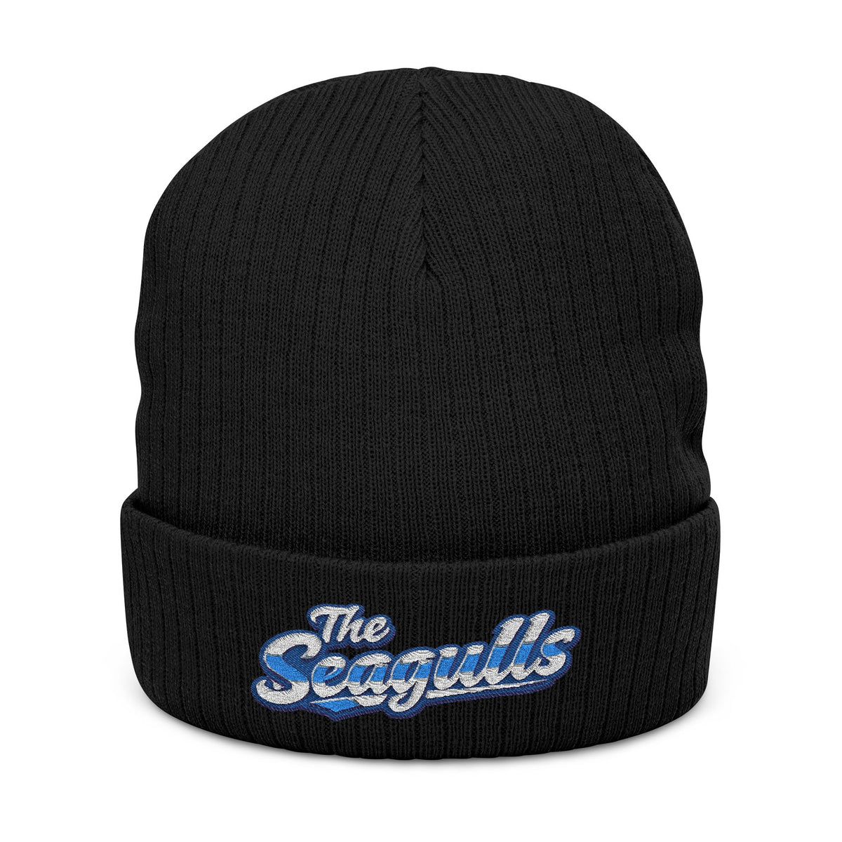 The Seagulls Ribbed Embroidered Knit Beanie — Cozy Ocean Vibe Winter Hat
