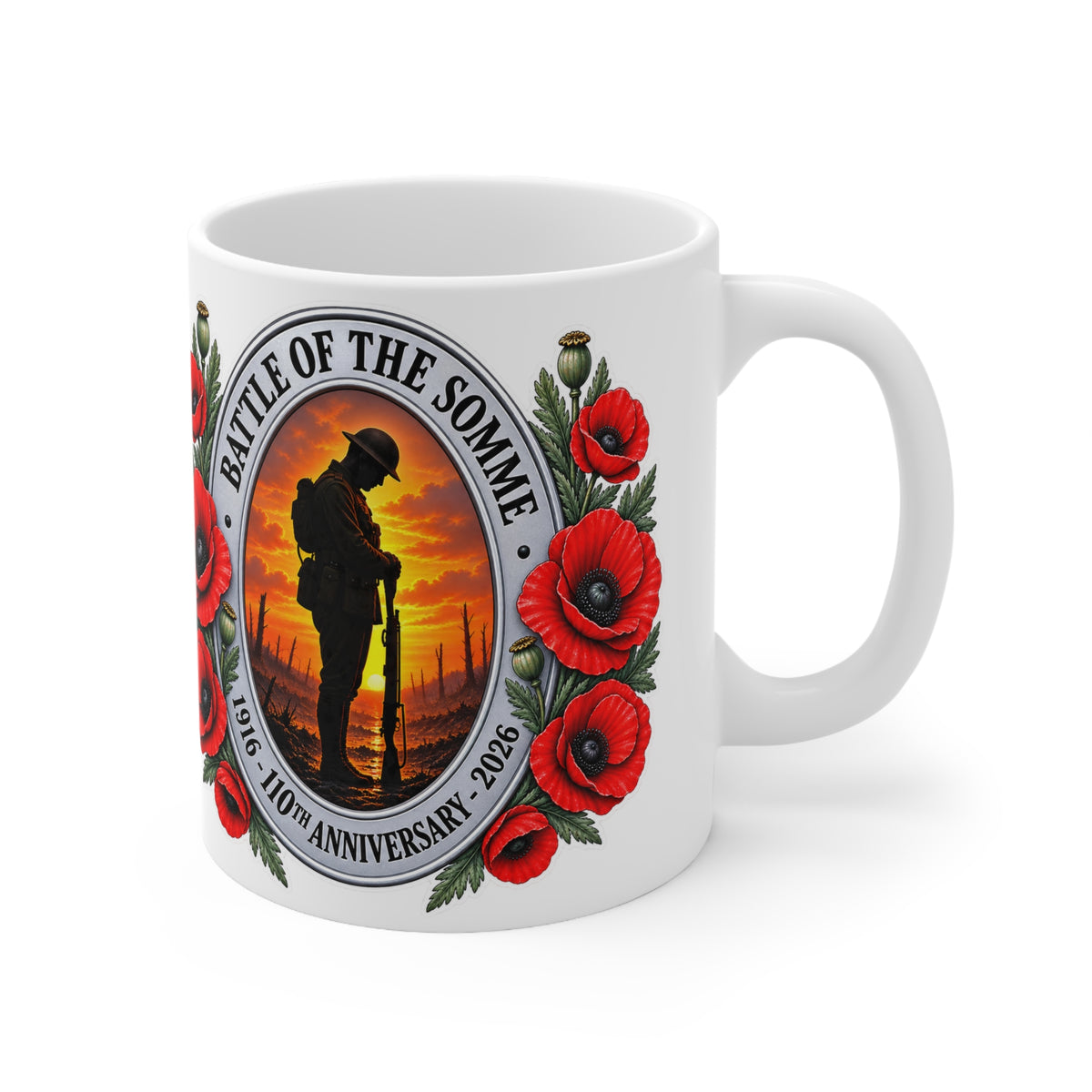 Battle of the Somme Poppy Memorial Mug — 11oz & 15oz Ceramic Coffee Cup