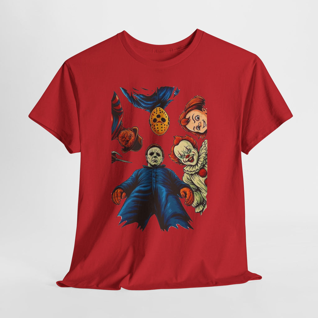Horror Movie Icons Graphic Tee — Michael Myers, Jason & Classic Clowns Halloween T-Shirt