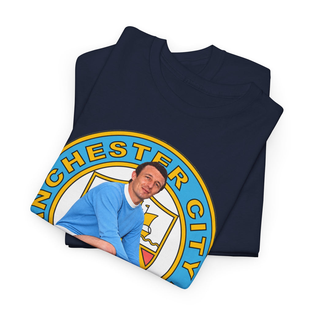 Mike Summerbee Manchester City Vintage Soccer Tee — Retro Player Crest Graphic