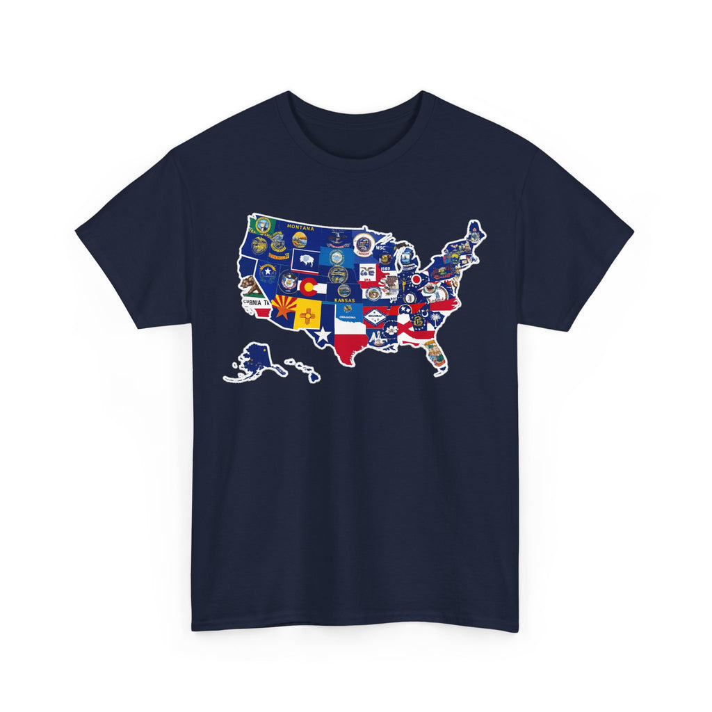 USA Map Flag T-Shirt — United States State Flag Map Tee