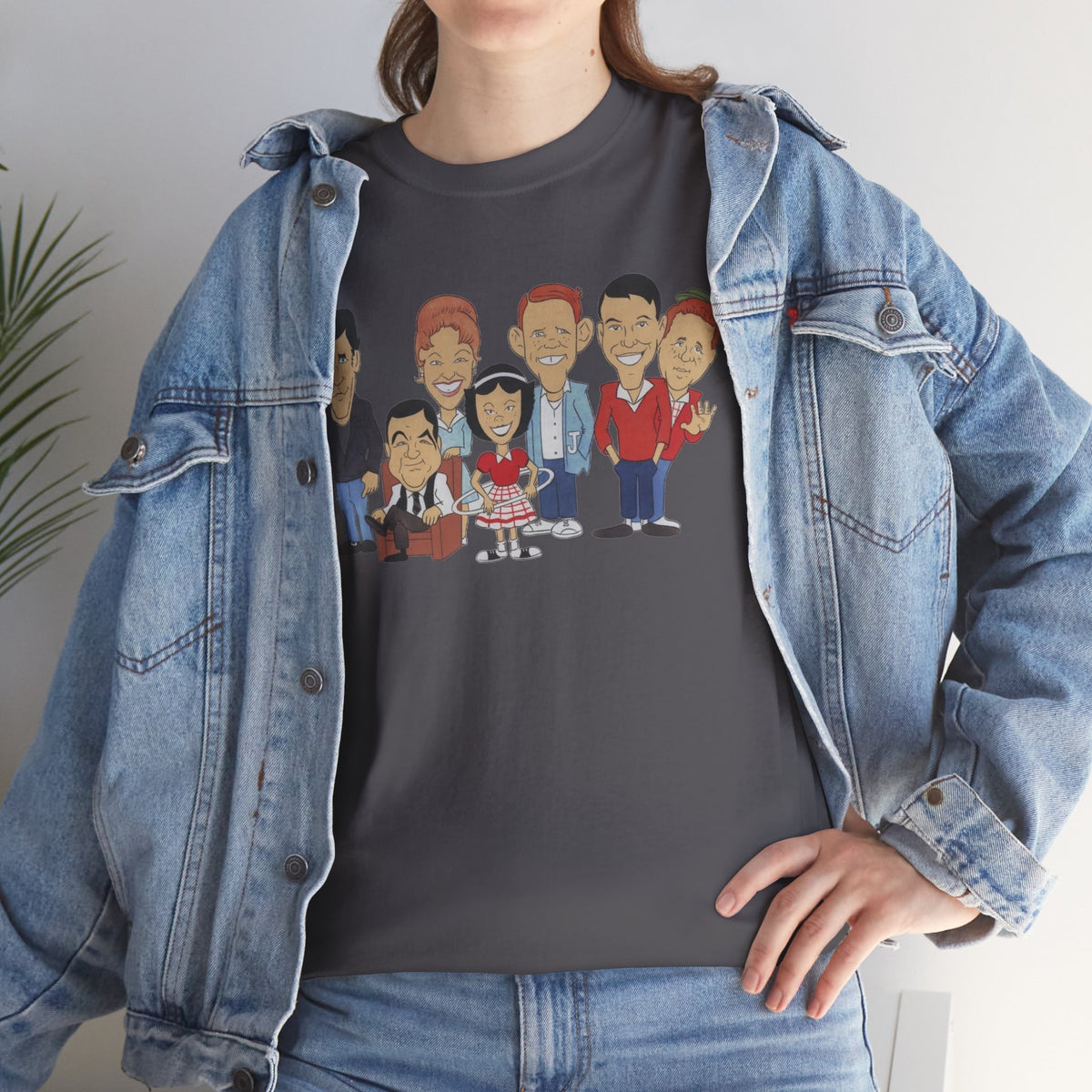 Happy Days Retro TV Cast Cartoon Tee - Vintage Sitcom Character Group Shirt