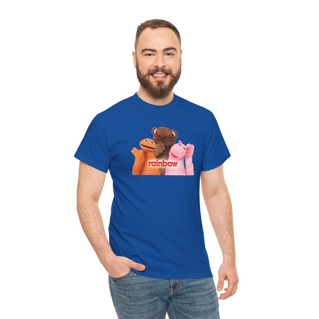 Rainbow Kids TV Zippy, George and Bungle Puppets T-Shirt — Cute Teddy & Hand Puppets Graphic Tee