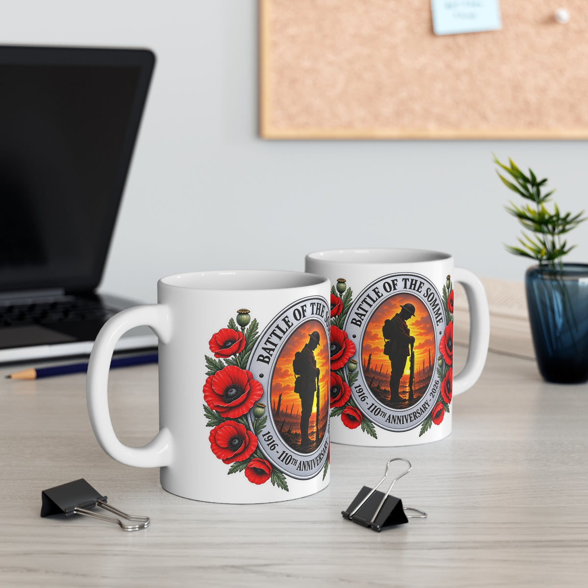 Battle of the Somme Poppy Memorial Mug — 11oz & 15oz Ceramic Coffee Cup