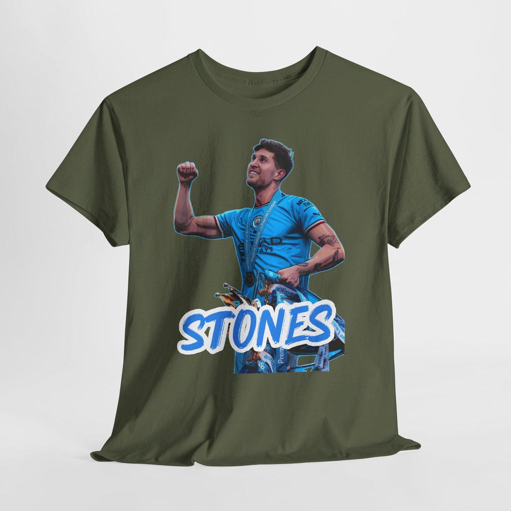 John Stones Manchester City Soccer Fan Tee — Blue Player Graphic T-Shirt