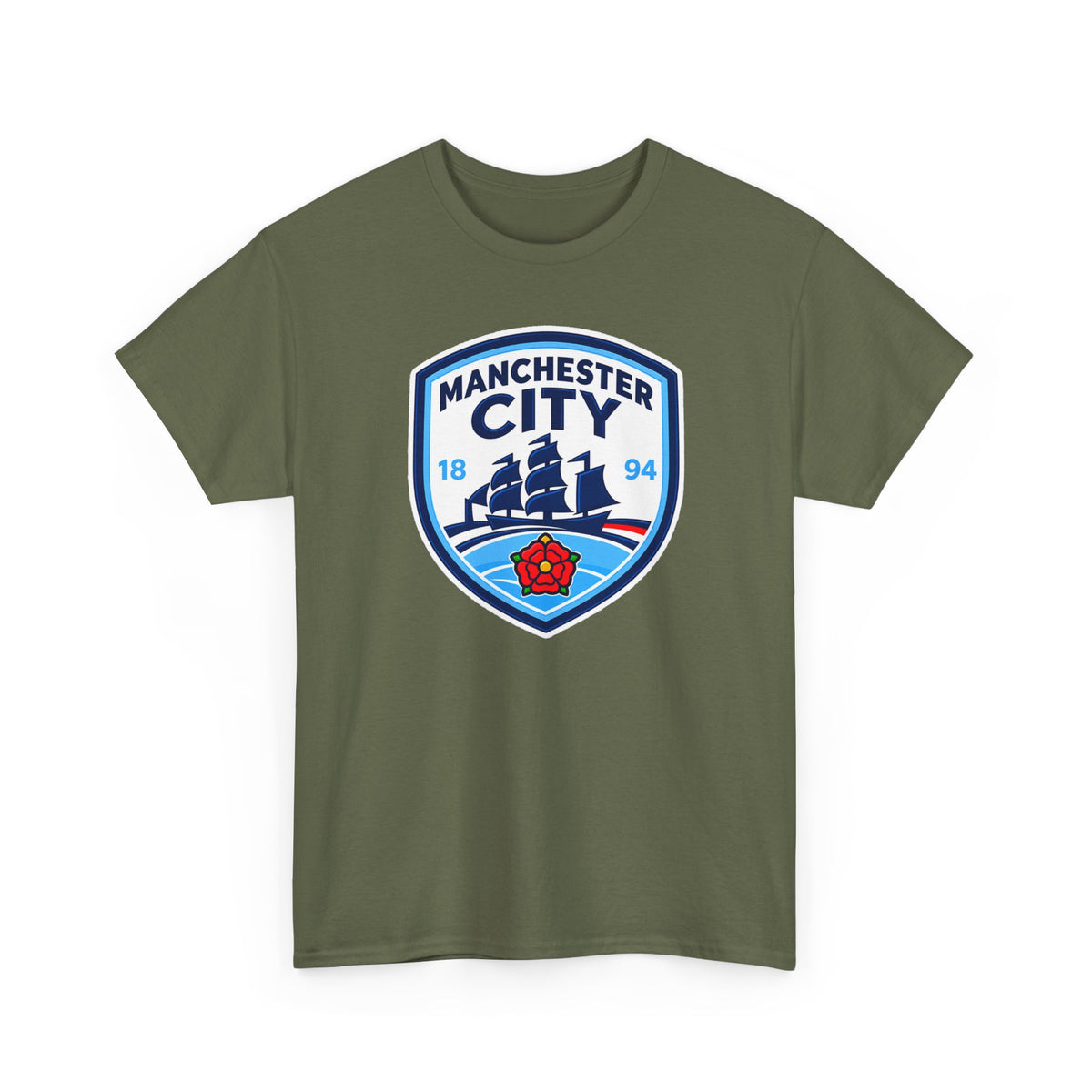 Manchester City Inspired Crest Cotton T-Shirt