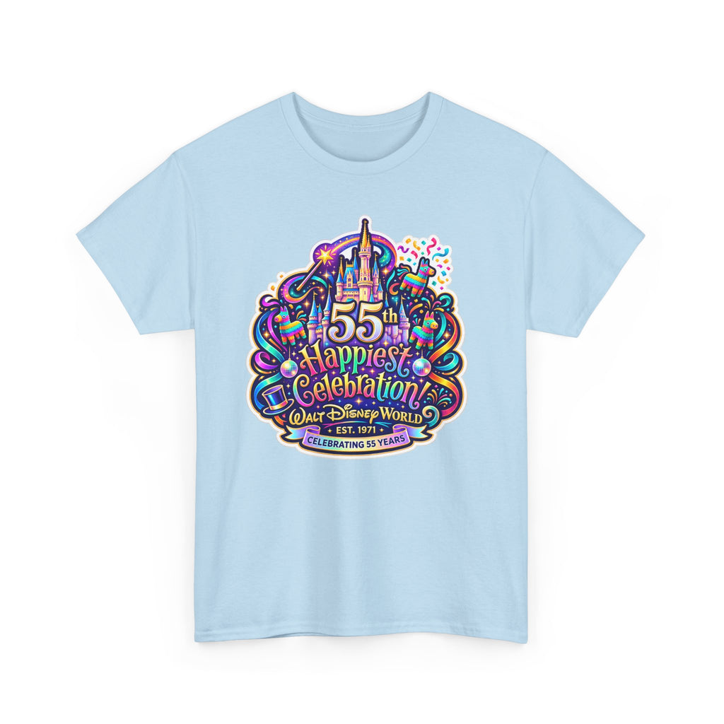 T-Shirt — "55th Happiest Celebration" Colorful Anniversary Castle Graphic Tee