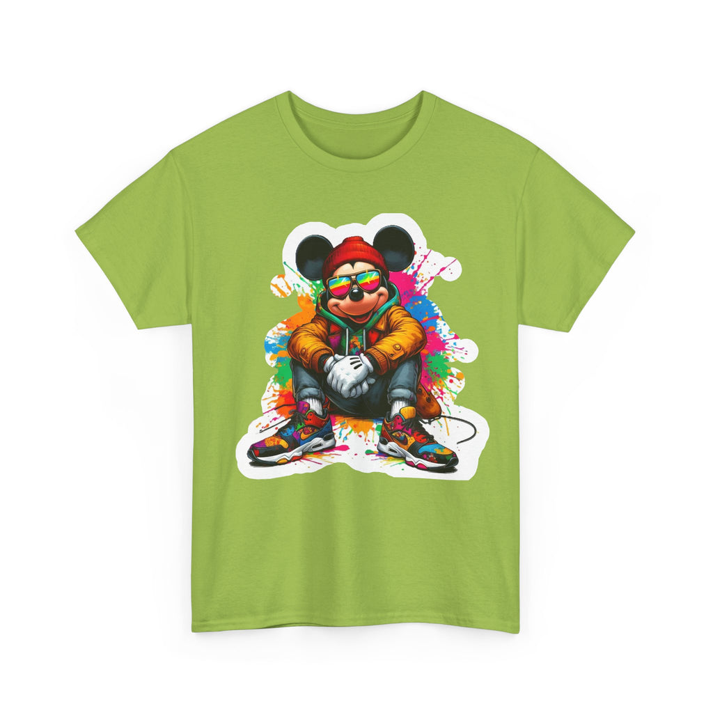 Streetwear Mouse Graphic Tee — Colorful Urban Hip-Hop Cartoon Shirt