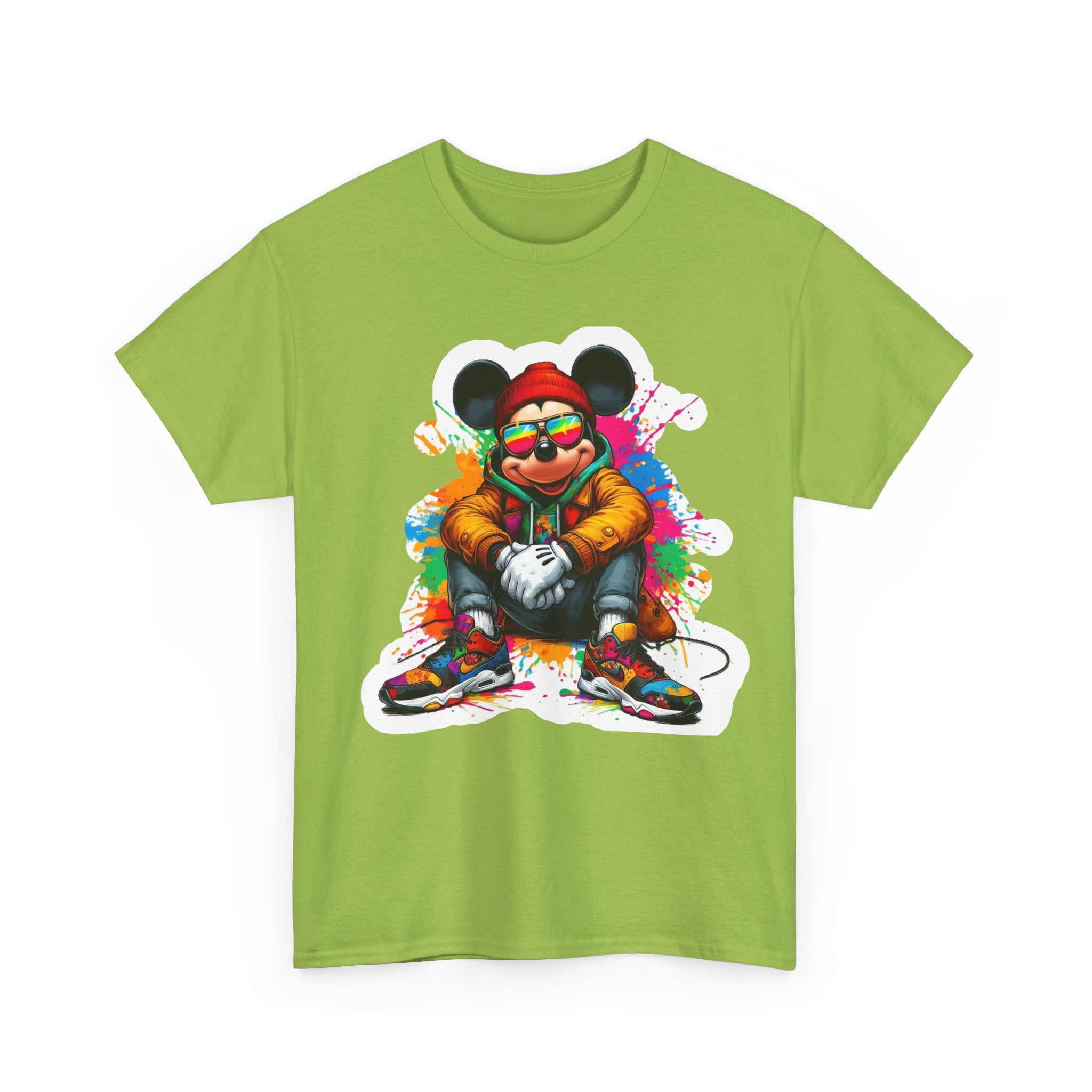 Streetwear Mouse Graphic Tee — Colorful Urban Hip-Hop Cartoon Shirt