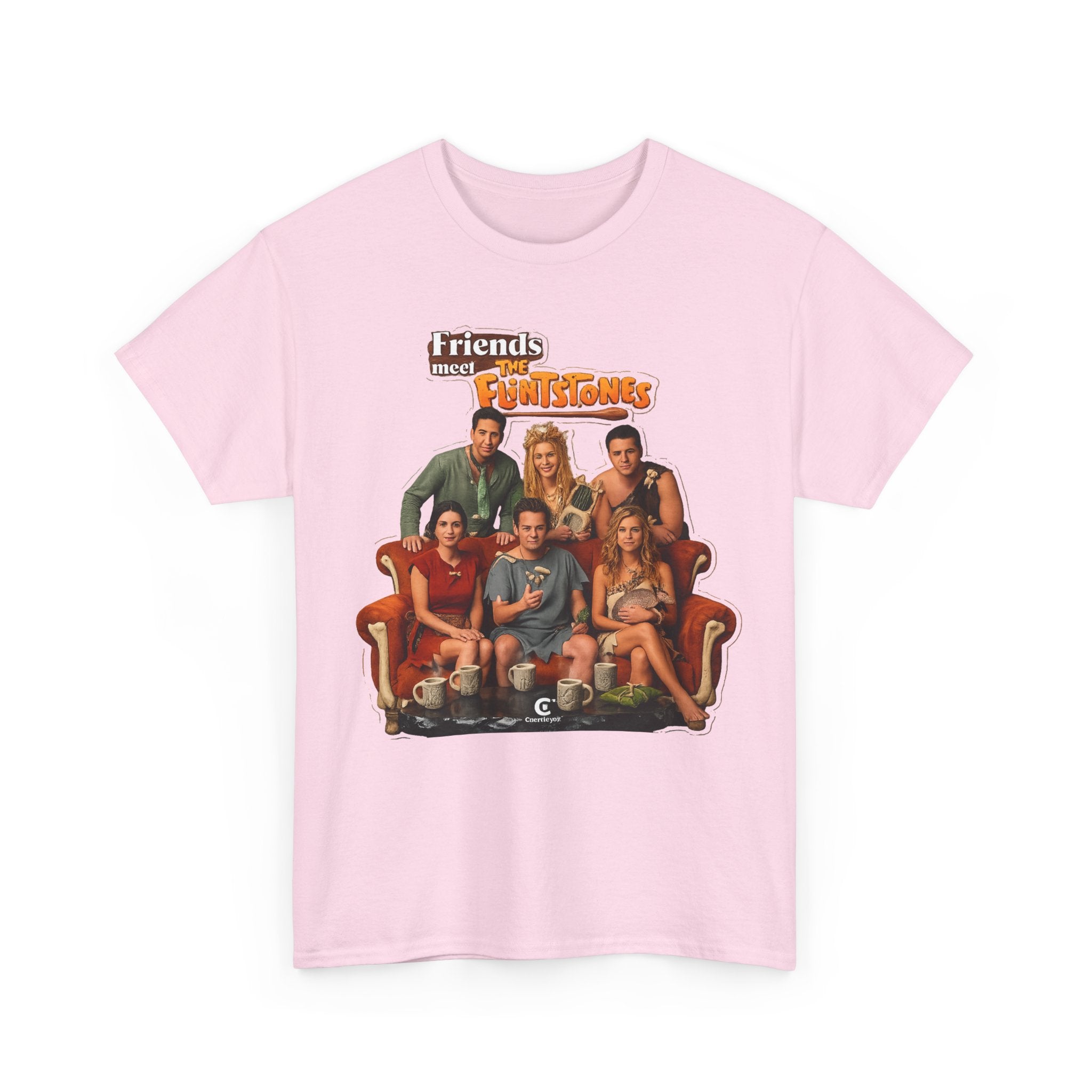 Friends meets the Flintstones TV Sitcom Cast Graphic Tee — 'Friends' Retro Couch Design