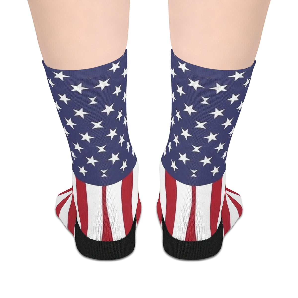 American Flag Mid-Length Socks — Stars & Stripes Patriotic Crew Socks for 4th of July