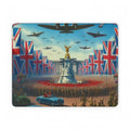 Vintage British Victory Parade Union Jack, Spitfires and Buckingham Palace PU Leather Mouse Mat