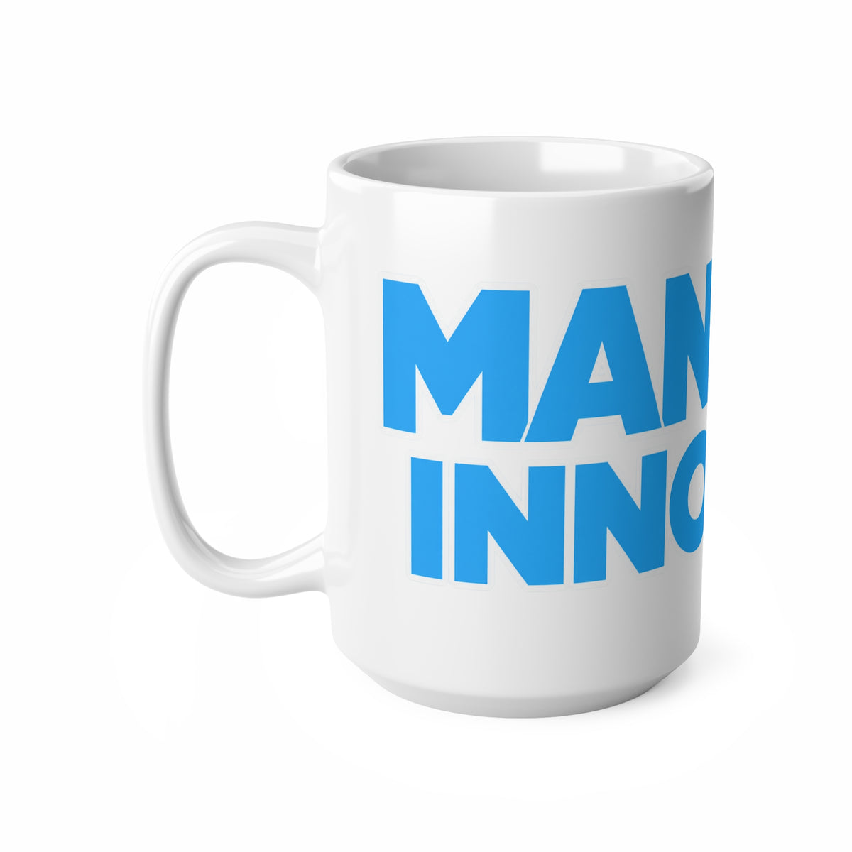 Ceramic Mug - Bold Blue "Man City Innocent" Football Fan Coffee Cup (11oz, 15oz)