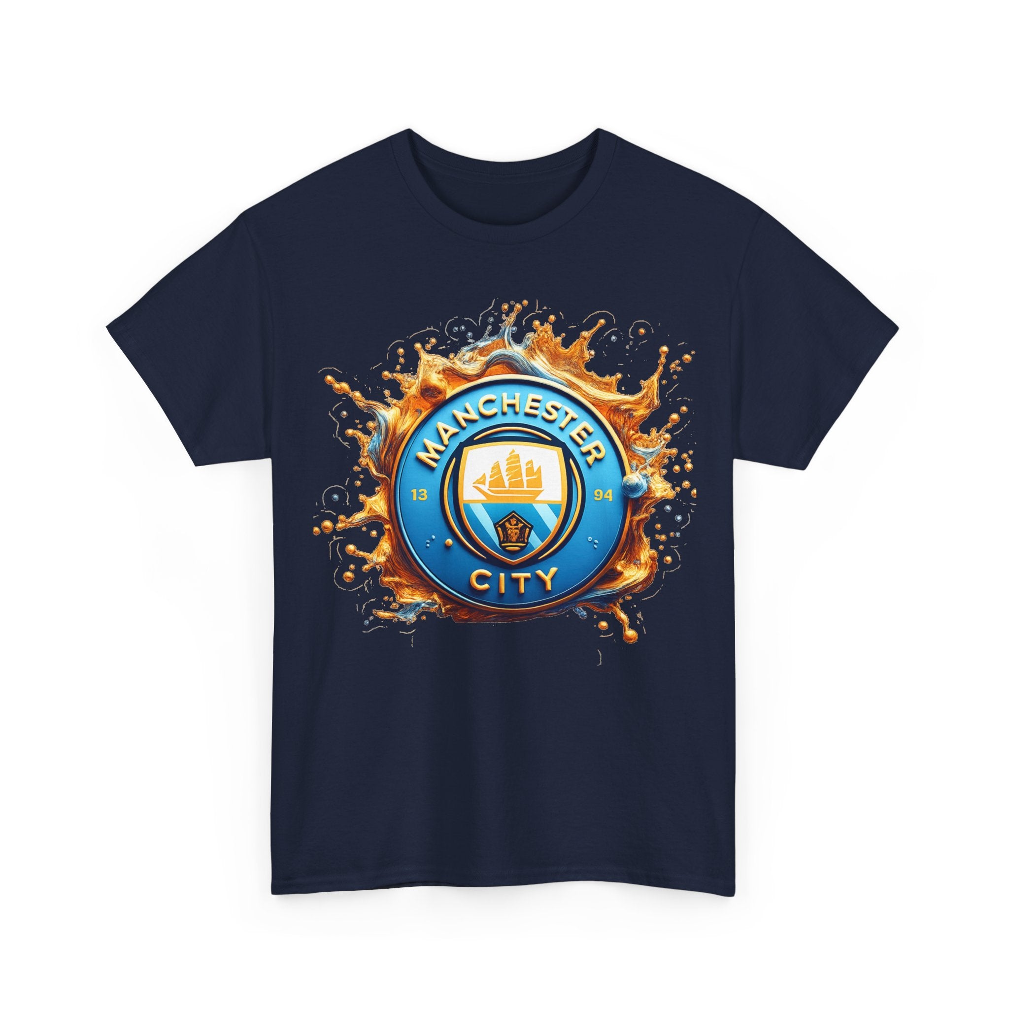 Manchester City Inspired Splash Logo Cotton T-Shirt