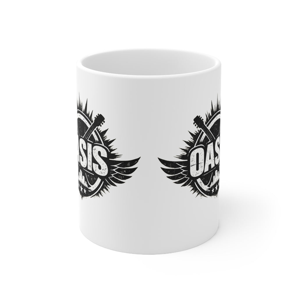 Oasis Crest Ceramic Mug — Rock Band Vintage Logo Coffee Cup (11oz & 15oz)